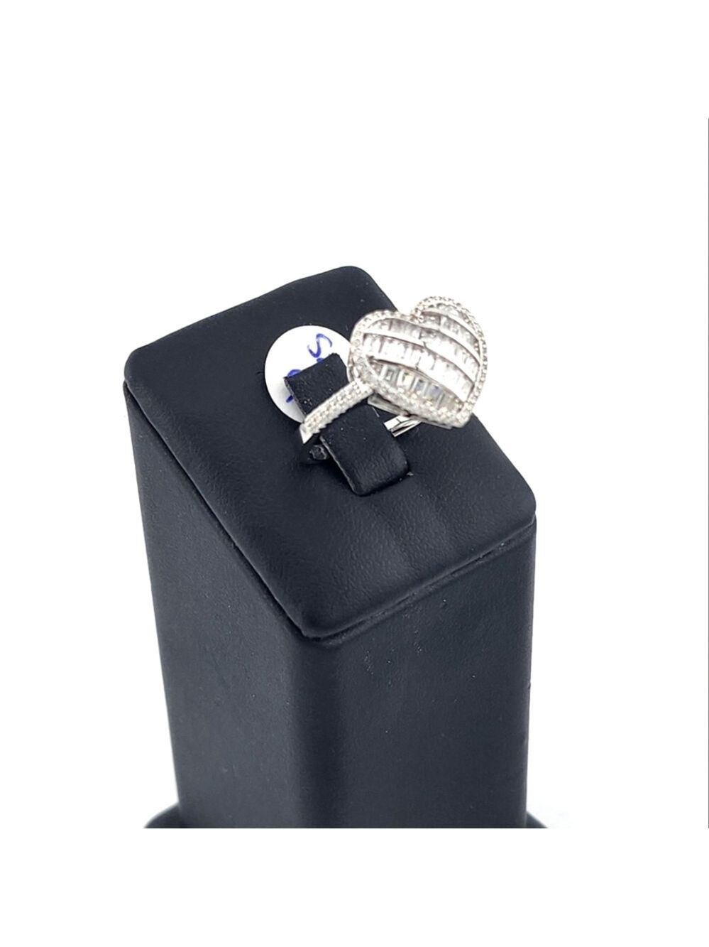 Silver Heart Ring with Rhinestones 925 Silver With Cubic Zarconia.